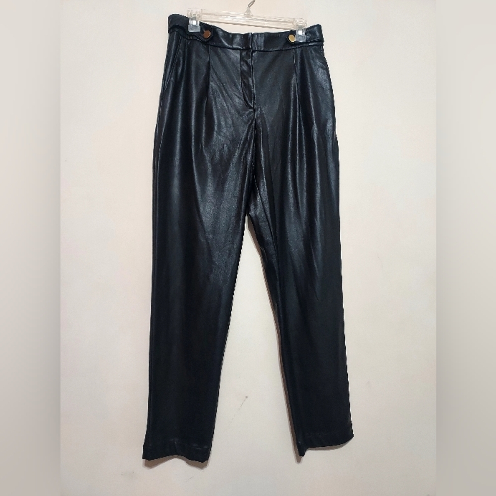 Loft Black Soft Faux Leather Pants Sz-6 Tall